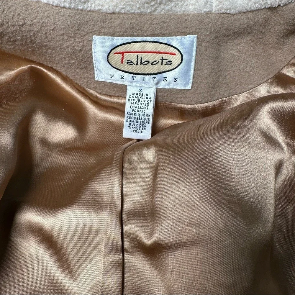 Talbots Women's Small Petites Camel Wool Blend Hooded Zip Up Jacket Coat - Picture 12 of 12